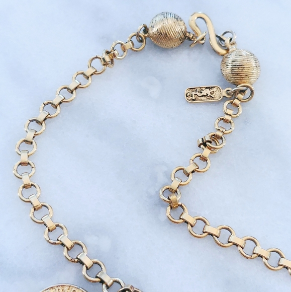 Vintage 70s YSL Gold Coin Medallion Necklace Lrg - Picture 6 of 13